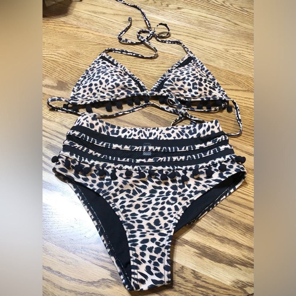 Pink Lily Boutique Leopard Bikini Swimsuit Ladies Small Medium Animal Print sexy